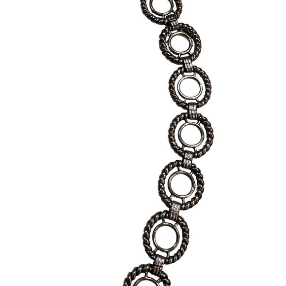 Rope Circle Chain Link Statement Belt Vintage T Bar Clasp Silver Adjustable - Picture 11 of 16